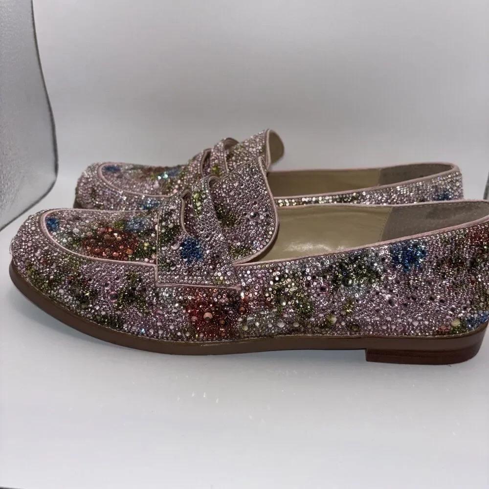 Betsey Johnson Aron Floral Bejeweled Rhinestone Loafers Women's Shoes Sz 11M - Picture 5 of 7